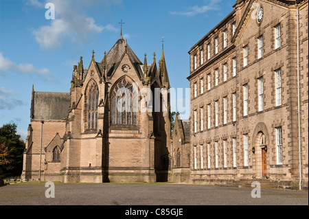 The Victorian Gothic exterior of St Cuthbert's Chapel, Ushaw College (1884) by Dunn and Hansom. County Durham, UK Stock Photo