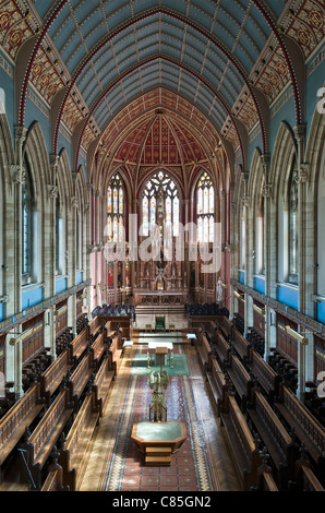 The neo-Gothic interior of St Cuthbert's Chapel, Ushaw College, County Durham, UK (built by Dunn and Hansom,1884) Stock Photo