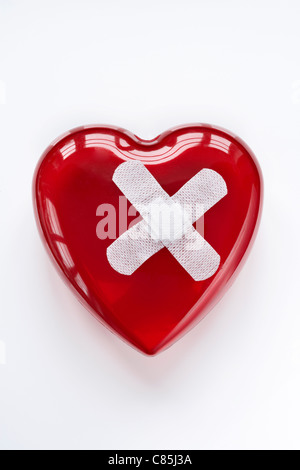 Red Heart with Bandaids Stock Photo