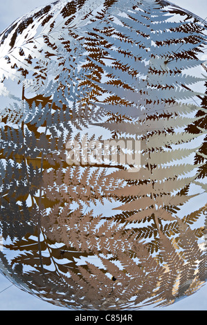 Silver Fern Sculpture The Emblem of New Zealand in Civic Square Wellingto North Island NZ Stock Photo