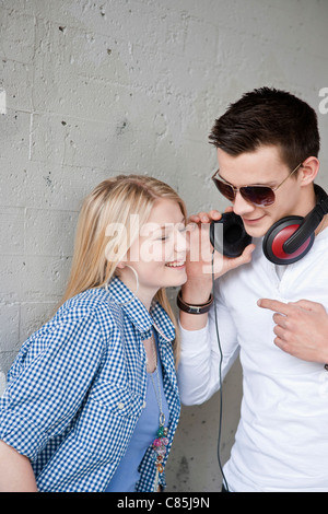 Teenagers Listening to Music Stock Photo