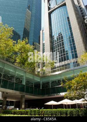 Lever House Courtyard and Midtown Skyscrapers, NYC Stock Photo