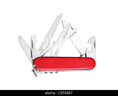 Swiss army multipurpose knife isolated on white Stock Photo