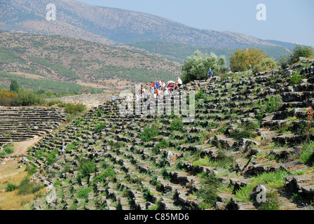 AFRODISIAS, TURKEY. A tour group visiting the Roman stadium. 2011. Stock Photo