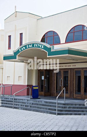 Beautiful Art Deco Architecture of Shops Restaurant and Garage Buildings in Napier North Island New Zealand Stock Photo