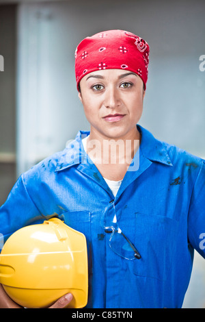 Hispanic female construction worker Stock Photo