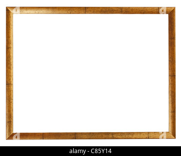Gold plated wooden picture frame isolated on white Stock Photo
