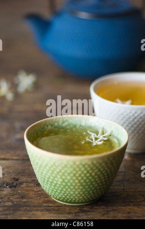 Close up of jasmine tea in teacup Stock Photo