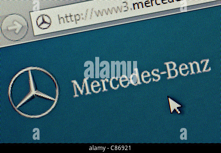 Mercedes Benz logo and website close up Stock Photo