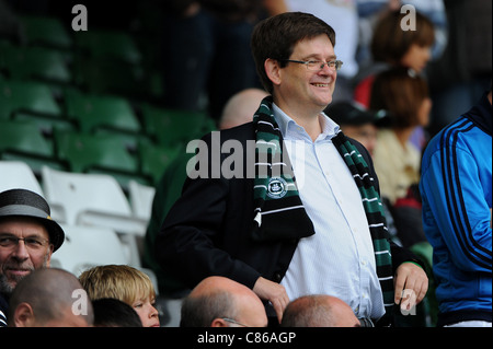 Bottom of the football league Plymouth Argyle's potential new owner James Brent taking in his first game at Home Park Stock Photo