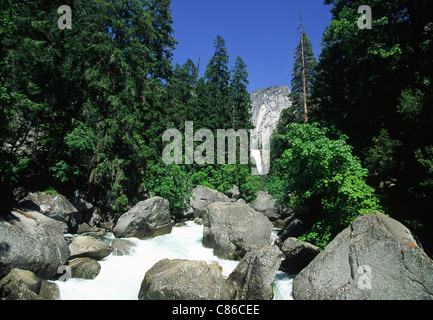 Vernal Falls and Merced River, Yosemite National Park Stock Photo