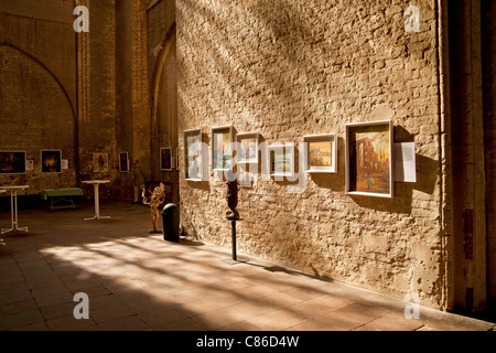 exhibition inside the Marienkirche or St. Mary's church, Hanseatic City of Stralsund, Mecklenburg-Vorpommern, Germany Stock Photo