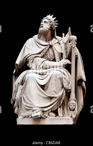 King David by Adamo Tadolini on the base of the Colonna dell'Immacolata, Rome Italy Stock Photo