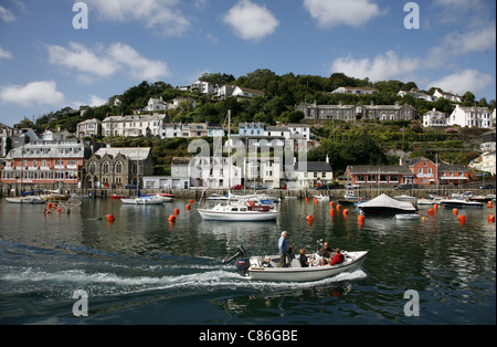 View across the River Looe passing through the popular resort of Looe on Cornish south coast Stock Photo