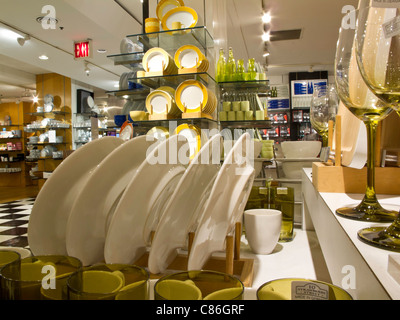 Dish Display, Bloomingdale's Department Store Interior, NYC Stock Photo