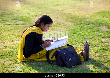 Indian woman student at Delhi University in former Viceroy's Residence, India Stock Photo
