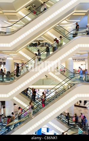 Escalators in Demiroren shopping centre on Istiklal Caddesi, Beyoglu, Istanbul, Turkey Stock Photo