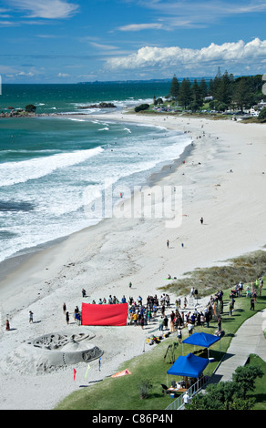 The Lovely Golden Sands of Mount Maunganui and Omanu Beaches Bay of Plenty North Island New Zealand NZ Stock Photo