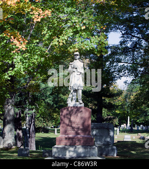 United States civil war monument in a New England cemetery. Stock Photo