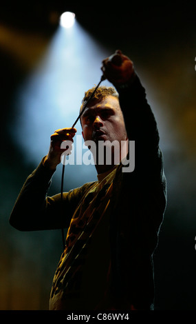 BELFAST, UNITED KINGDOM - AUGUST 14: Jon McClure of Reverend and the Makers performs at Day 2 of the Belsonic Event, Custom House Square, Belfast, 14th August 2008 Stock Photo