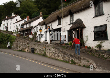 The Rising Sun Public House / Hotel, Mars Hill Way viewed from Lynmouth Street, Lynmouth, Exmooor National Park, Devon, U.K. Stock Photo