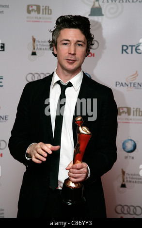 DUBLIN, IRELAND - FEBRUARY 14: Aidan Gillen with his Actor in a Lead Role - Television award attends the press room at the 6th Annual Irish Film and Television Awards at the Burlington Hotel on February 14, 2009 in Dublin, Ireland Stock Photo