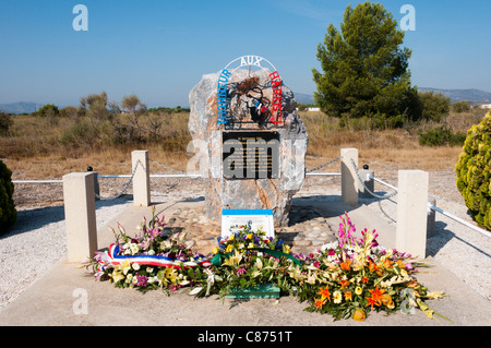 Memorial to Harki Algerian refugees at Camp de Rivesaltes in southern France.  SEE DESCRIPTION FOR DETAILS. Stock Photo