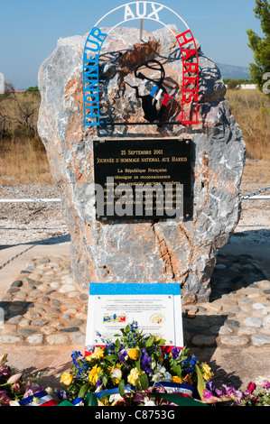 Memorial to Harki Algerian refugees at Camp de Rivesaltes in southern France.  SEE DESCRIPTION FOR DETAILS. Stock Photo