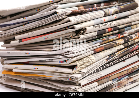 Newspapers on a stack Stock Photo