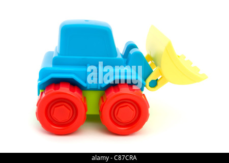 Colorful toy tractor isolated on a white Stock Photo
