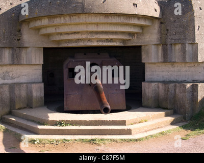 Remains of German Second World War gun battery at Lounges sur Mer. Atlantic wall,  Normandie, France. Stock Photo