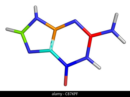 Guanine is one of the four main nucleobases found in the nucleic acids DNA. Stock Photo