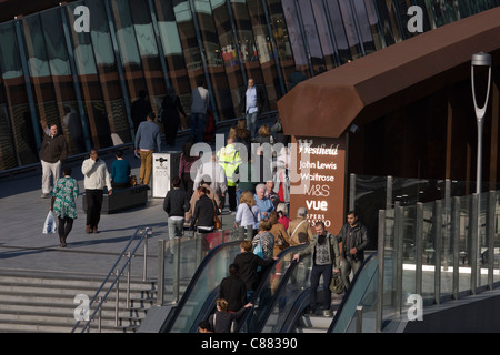 Aerial view of consumer shoppers at Westfield City shopping centre in Stratford, home of the 2012 Olympics. Stock Photo