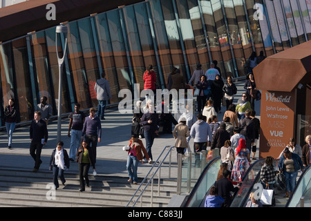 Aerial view of consumer shoppers at Westfield City shopping centre in Stratford, home of the 2012 Olympics. Stock Photo