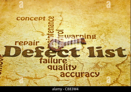 Defects Word Business concept: words of antique metal letter-press type Stock Photo ...