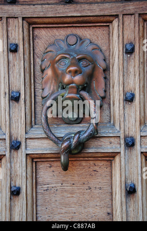 Wooden door and knocker on Old Cloth Hall, Market Place, Newbury, Berkshire, England, United Kingdom Stock Photo