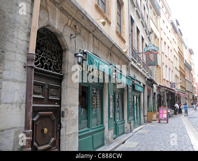 St James pub at Rue Saint-Jean on Old Town in Lyon city, France Stock Photo