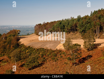 The location of the old A3 London to Portsmouth road at Hindhead, shortly after being restored back to heathland. Oct 2011. Stock Photo