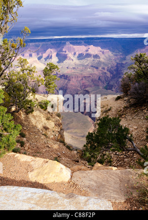 The beautiful pastel colours of The Grand Canyon's south rim in November Stock Photo