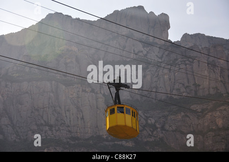 Teleferic de Montserrat ride to Santa Maria de Montserrat Benedictine Abbey, Montserrat, Province of Barcelona, Catalonia, Spain Stock Photo