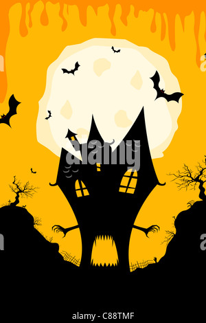 Illustration of a haunted halloween house Stock Photo - Alamy