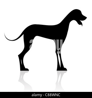 illustration of black dog silhouette on isolated background Stock Photo