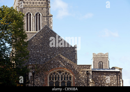 St Mary's at the Quay church and St Peter's which were both Mariners churches and now disused, Ipswich, Suffolk, UK. Stock Photo