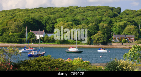 Boats at Lawrenny Quay Pembrokeshire Wales Stock Photo