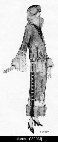 Fashion illustration circa 1922 hat & garment by French designer Jacques Doucet (1853–1929) Stock Photo