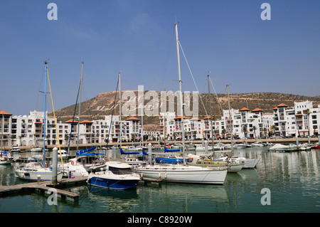 Marina Agadir with The Kasbah in the Background, Agadir, Morocco Stock Photo