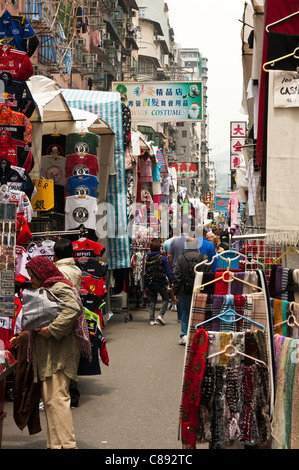 The Hustle and Bustle of The Ladies Market in Tung Choi Street Mong Kok Kowloon Hong Kong China Asia Stock Photo