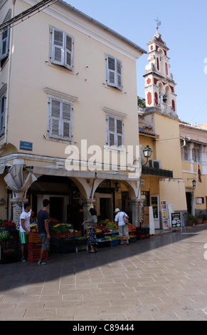 GREENGROCERS SHOP IN CORFU OLD TOWN. CORFU Stock Photo