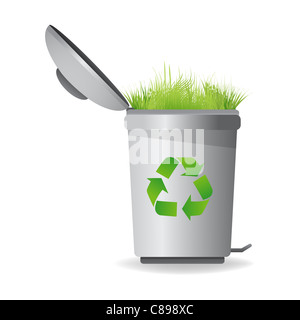 illustration of grass in recycle bin Stock Photo