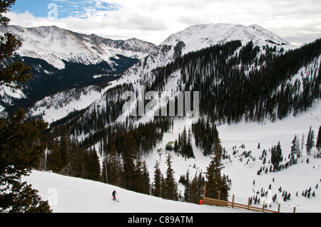 Wheeler Peak and Pecos Wilderness from Taos Ski Valley Ski Area, Taos Ski Valley, New Mexico. Stock Photo